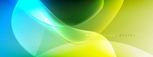 Vector abstract background - liquid bubble shapes on fluid gradient with shadows and light effects. Shiny design template for text