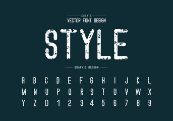 Poster - vintage font and alphabet vector, texture letter style typeface and number design, graphic text on b