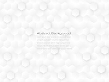 Abstract Geometric Or Isometric Tile Honeycomb Texture White And Gray Polygon Or Low Poly Vector Technology Concept Background.