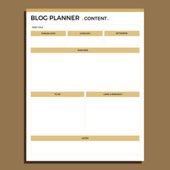 Wall Mural - Blog planner, content list