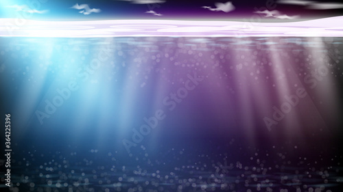 Fotomural abstract background of empty deep underwater and light ray background
