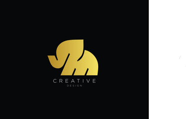 Creative Minimal Letter M Elephant Logo , Elephant M logo
