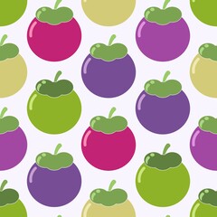 Wall Mural - colourful cute kiddy mangosteen fruit seamless pattern for background, wallpaper, banner, label, texture, cover, card etc. vector design.