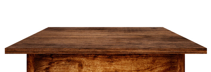 Wall Mural - side view of wooden table isolated on white background.