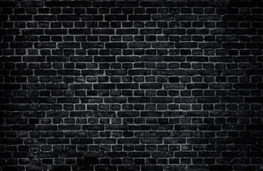 Wall Mural - empty space black brick wall texture background for interior decoration.