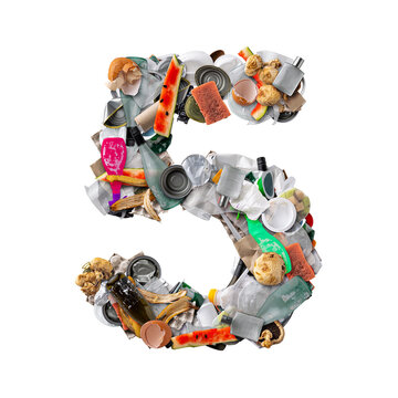 Number 5 made of trash