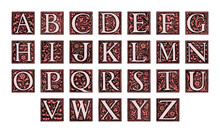 Old Alphabet - Decorative Ornamental Capital Monogram Letters - Vintage Vector Illustration From Petit Larousse Illustré 1914	