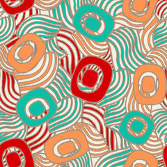 Poster - Seamless abstract pattern with the image of geometric shapes and lines. 
