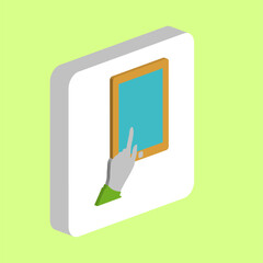 Poster - Finger Click Tablet Simple vector icon. Illustration symbol design template for web mobile UI element. Perfect color isometric pictogram on 3d white square. Click Tablet icons for business project.
