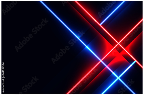 Fotomural glowing neon led lights on blue and red color