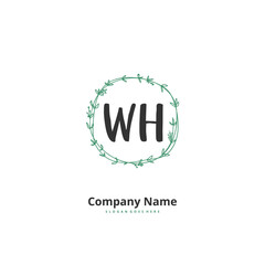 W H WH Initial handwriting and signature logo design with circle. Beautiful design handwritten logo for fashion, team, wedding, luxury logo.