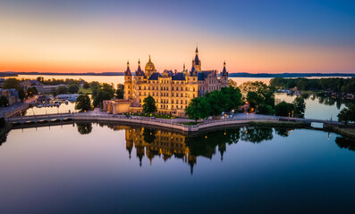 Wall Mural - Aerial shot of the Schwerin Castle with my new DJI Mavic Air 2. For centuries it was the home of the dukes and grand dukes of Mecklenburg and later Mecklenburg-Schwerin.