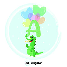 Cute Animal Alphabet Series A-Z. Art Vector Illustration.
