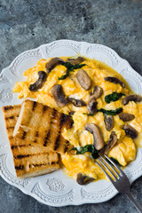 Sticker - creamy scrambled eggs with mushrooms and spinach