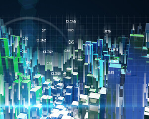 Wall Mural - Big Data. 3D illustration abstract  infographic with boxes background.  Business and finance analytics representation.  Futuristic geometric analyze data concept.