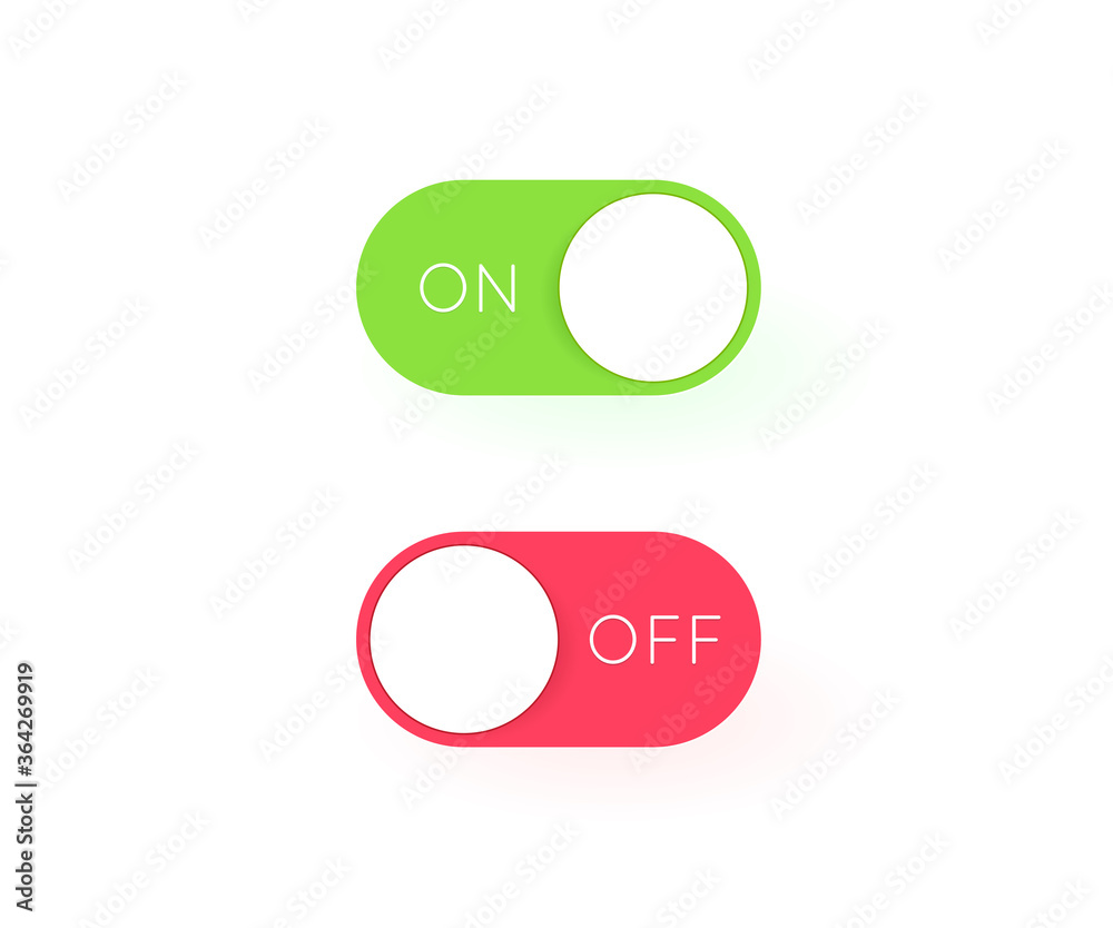 On and Off Toggle Switch Buttons Modern Devices User Interface Vector ...