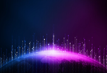Poster - digital earth, dotted line, 01 binary data combination, meaning globalization, internationalization,