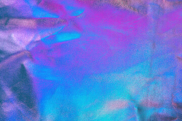 Aufkleber - Retro holographic metallic leather background. Abstract colorful vibrant iridescent gradient. Retro futuristic design. Real texture violet, pink, mint and blue colors with scratches and irregularities