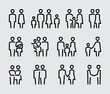 © SimonP - Family or couples vector simple icons set in thin line style
