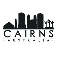 Wall Mural - Cairns Australia Oceania Skyline Silhouette Design City Vector Art Famous Buildings.