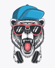 Wall Mural - Hand drawn vector bear illustration for t-shirt prints, posters and other uses.