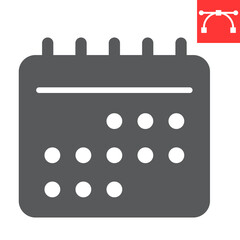 Poster - Calendar glyph icon, ui and button, reminder sign vector graphics, editable stroke solid icon, eps 10.