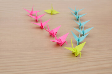 Wall Mural - Origami birds flock