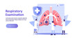 © Muqamba - Pulmonology or Pneumology concept. Respiratory System Examination and Treatment. Internal organ inspection check for illness and disease. Landing page template. Vector illustration for web banner