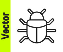 Black Line System Bug Concept Icon Isolated On White Background. Code Bug Concept. Bug In The System. Bug Searching. Vector.
