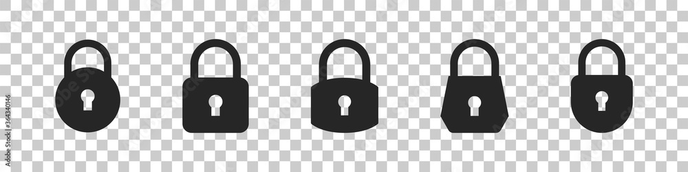 Lock Icons. Vector lock icons on transparent background. Lock Unlock. Vector illustration - obrazy, fototapety, plakaty 