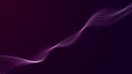 Fototapete - Abstract wave of sound particles. Equalizer for music. Signal transmission. 3d rendering.