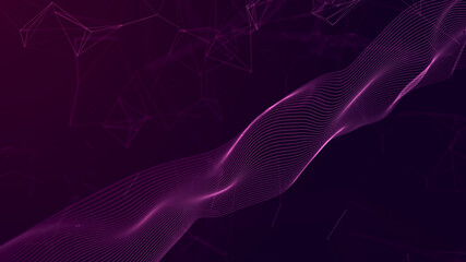 Poster - Wave of dots and weave lines. Abstract background. Network connection structure. 3d rendering.