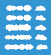 Set of Cloud Icons isolated on blue background