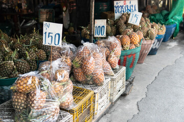 Wall Mural - fruit markets of asia. Popular exotic fruits for tourists around the world