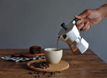 Moka Pot Coffee Maker And Coffee Cup, Steel Italian Espresso Coffee Pot