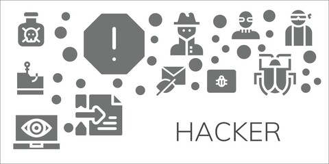 Wall Mural - Modern Simple Set of hacker Vector filled Icons