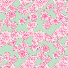 Wall Mural - rose pink green bouquet seamless pattern design