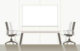 Fototapeta  - Background of conference room with a white board. Modern flat colorful vector illustration.