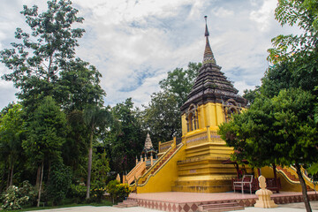 Beautiful golden Buddhist pagoda at Wat Phra That Doi Prabat (Wat Doi Phra Baht). Doi Phrabat Temple is the location of important historical sites and ancient religious in Chiang Rai, Thailand.