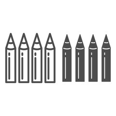 Poster - children pencils line and solid icon, school supplies concept, four pencils sign on white background