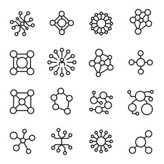 Poster - premium set of connection line icons.