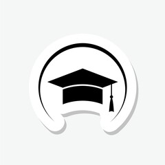 Canvas Print - Graduation cap sticker icon isolated on gray background