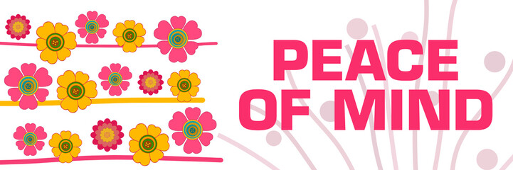 Sticker - Peace Of Mind Floral Pink Yellow Lines Left Horizontal 