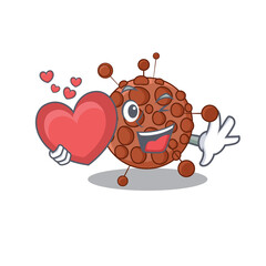 Sticker - A lovable neisseria caricature design style holding a big heart