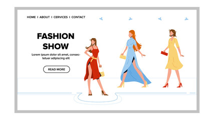 Fashion Show Glamor Clothes Presentation Vector Illustration