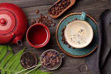 Canvas Print - Various herbal tea and espresso coffee