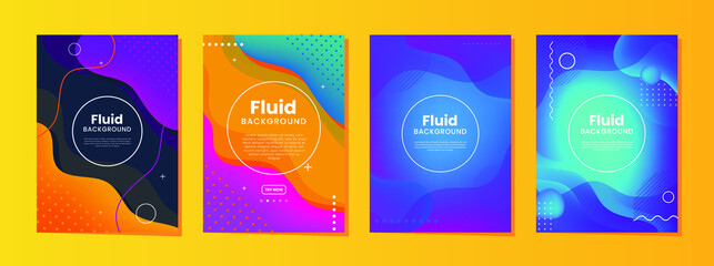 Poster - Set of Vertical A4 Abstract Fluid 3D Background with Liquid Modern Shapes . Isolated Vector Elements 