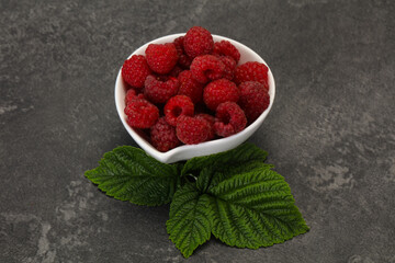 Red bright ripe sweet raspberry