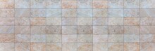 Panorama Block Pattern Of Brown Stone Cladding Wall Tile Texture And Seamless Background