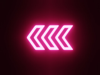 Poster - 3d rendering arrow to the left, red glowing neon. Pop art motion animation.